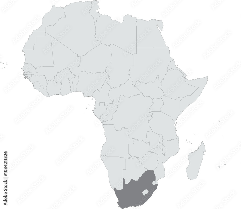 Fototapeta premium Detailed national location map of SOUTH AFRICA within the great continent of Africa