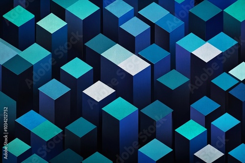 Abstract 3D Geometric Shapes in Blue