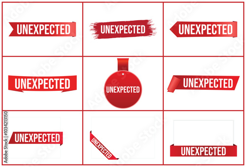 Unexpected red vector banner illustration isolated on white background