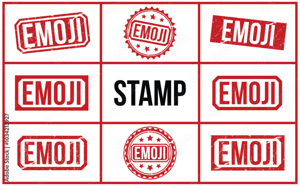 Emoji Red rubber stamp on white background. Emoji stamp sign. Emoji stamp.