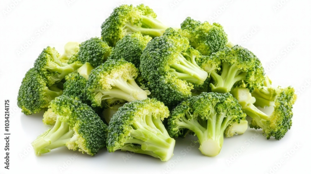 Vibrant Green Broccoli on a White Surface, showcasing the freshness and texture of the florets, emphasizing its nutritional value and culinary versatility. Vibrant Green Broccoli on a White Surface, showcasing the freshness and texture of the florets, emphasizing its nutritional value and culinary versatility.