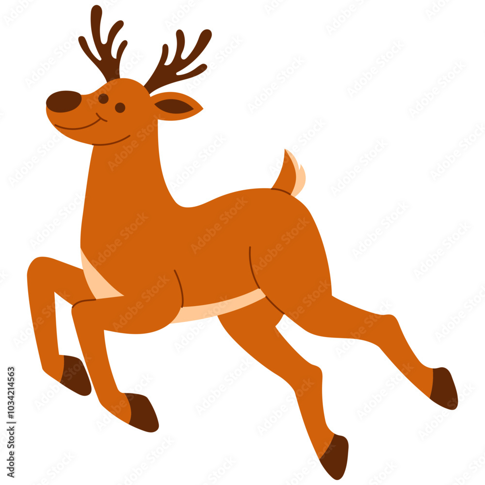 smiling brown reindeer is jumping illustration smiling brown reindeer is jumping illustration