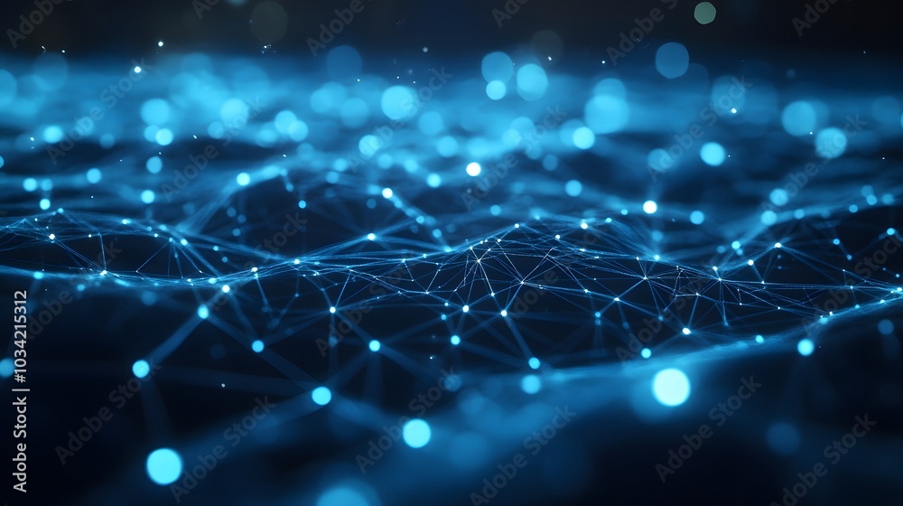 Blurry abstract 3d Rendering Abstract Background blue Network concept . 