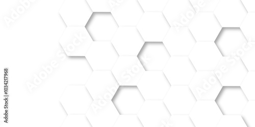 Abstract white background with hexagon and hexagonal background. Luxury white pattern with hexagons. abstract 3d hexagonal background with shadow. 3D futuristic abstract honeycomb mosaic background.