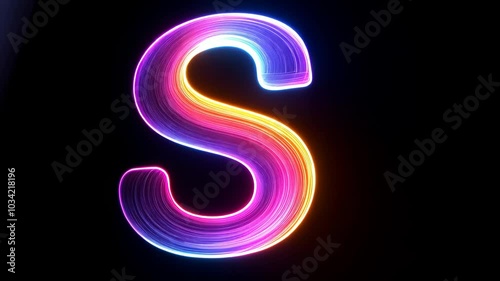 Wallpaper Mural Neon light forming letter s on black background Torontodigital.ca
