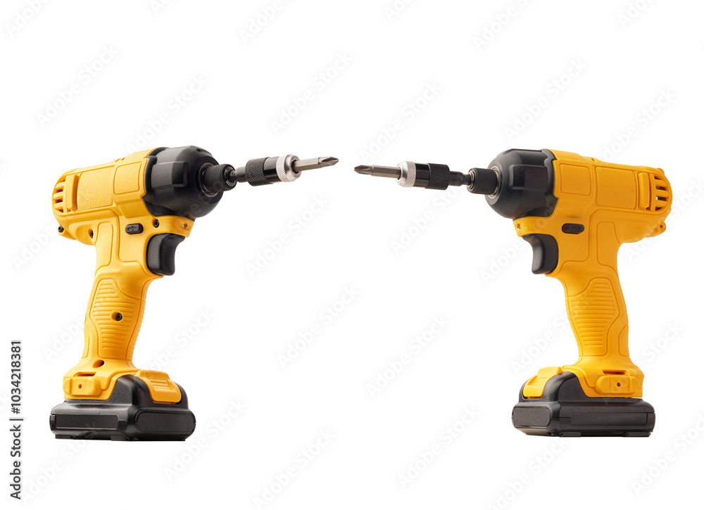 Electric drill , cordless power tools with Drill Chuck on a white background