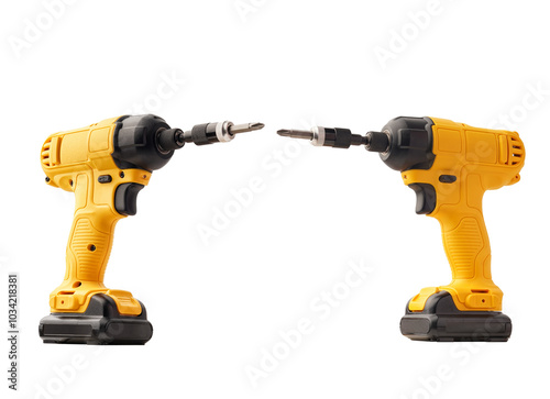 Obraz na płótnie Electric drill , cordless power tools with Drill Chuck on a white background w salonie