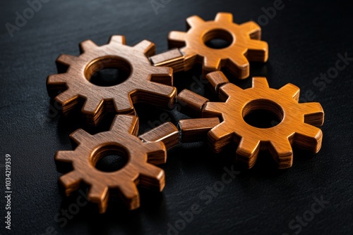 Simple graphic of interconnected gears turning, symbolizing pragmatic teamwork