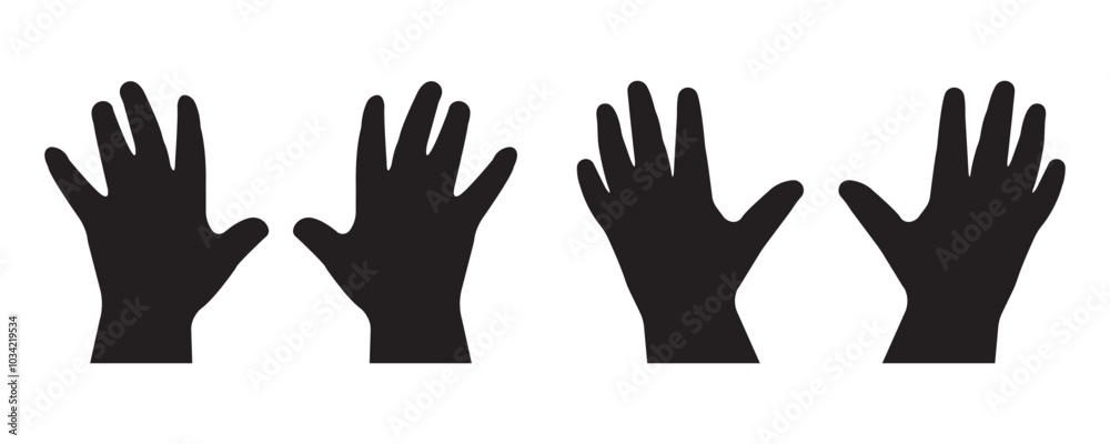 different style Hand silhouette vector design. filled flat sign, solid pictogram isolated on white, different style Hand silhouette vector design. filled flat sign, solid pictogram isolated on white,