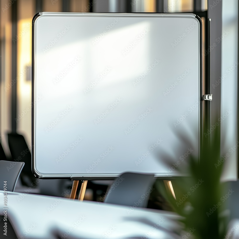 Blank whiteboard in a modern conference room setting Blank whiteboard in a modern conference room setting