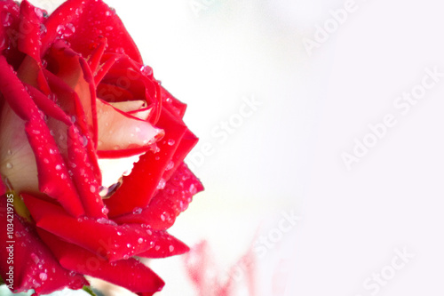 red rose on white for postcard or congratulation card mocup
