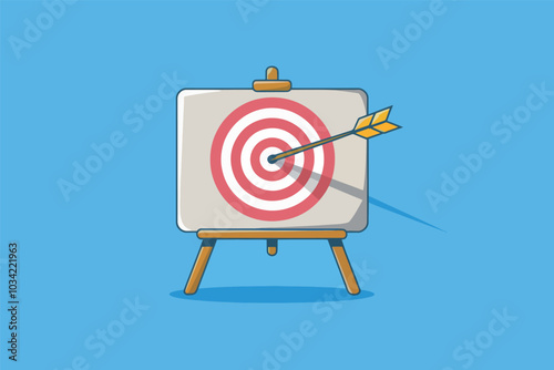 Easel with target, business concept, strategy and objective.