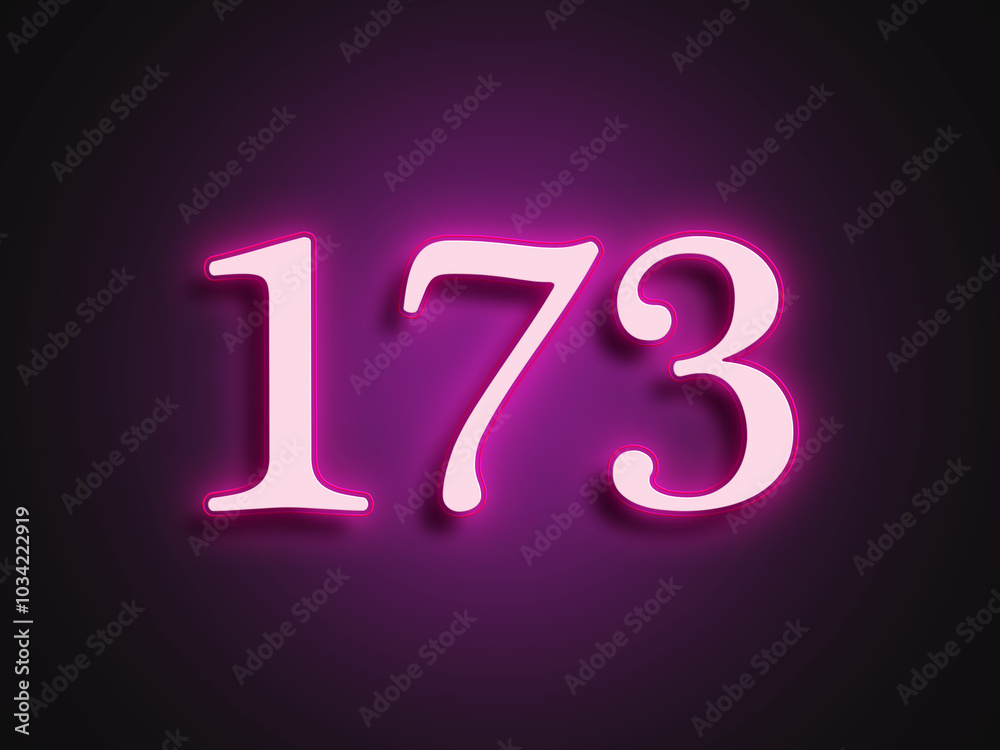 Pink glowing Neon light text effect of number 173. Pink glowing Neon light text effect of number 173.