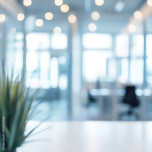 Wallpaper Mural A vibrant indoor office space with blurred lights, showcasing greenery in focus. Torontodigital.ca