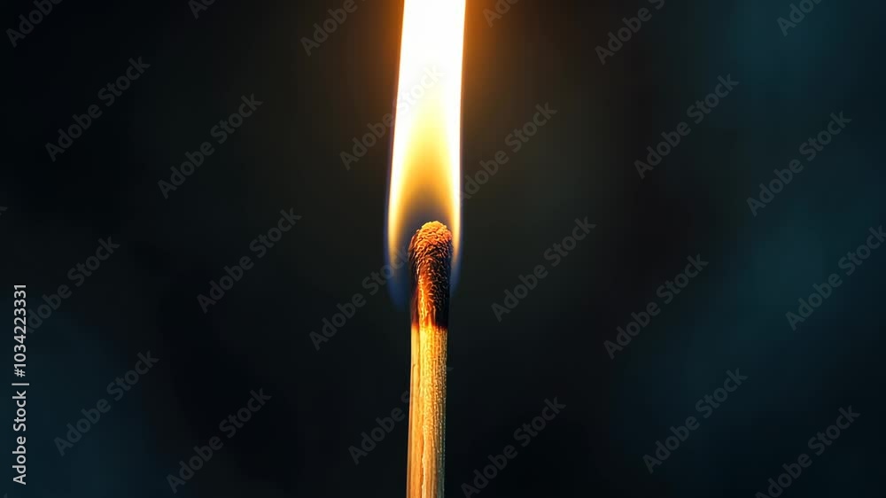 Burning match consuming fuel on black background Burning match consuming fuel on black background
