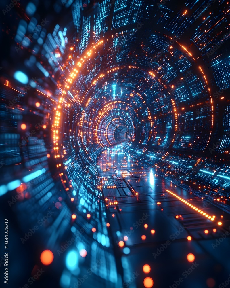 Fototapeta premium Sleek and translucent digital backdrop with holographic shimmering and electrified elements ideal for technological networks data transmission and encryption digital archives