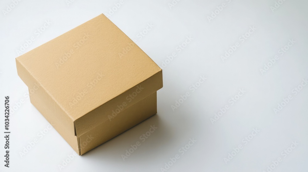 A plain brown paper box, closed and neatly sealed, sitting on a white background, ideal for packaging and delivery concepts. A plain brown paper box, closed and neatly sealed, sitting on a white background, ideal for packaging and delivery concepts.