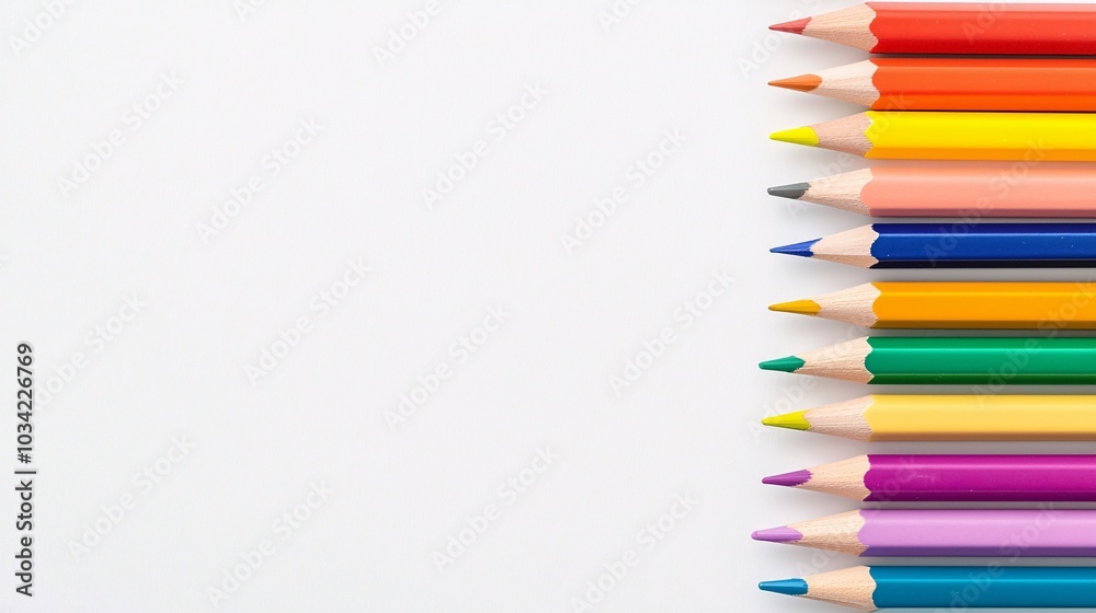 Minimalist Desk Setup with Organized Pencils and Pens - Vibrant Office Supplies Creating a Clean Workspace Aesthetic Minimalist Desk Setup with Organized Pencils and Pens - Vibrant Office Supplies Creating a Clean Workspace Aesthetic
