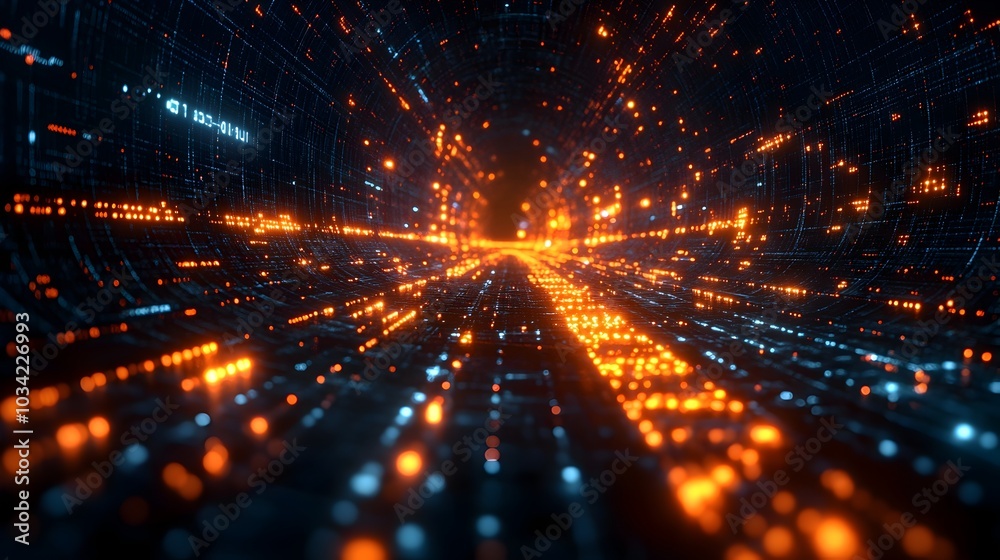 Obraz premium Vibrant digital backdrop ideal for technological networks data transmission and encryption digital archives audio and visual representations and scientific research Modular generative pulsing