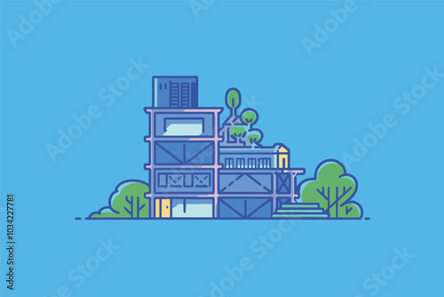 Structure of a modern building, engineering and architecture concept.