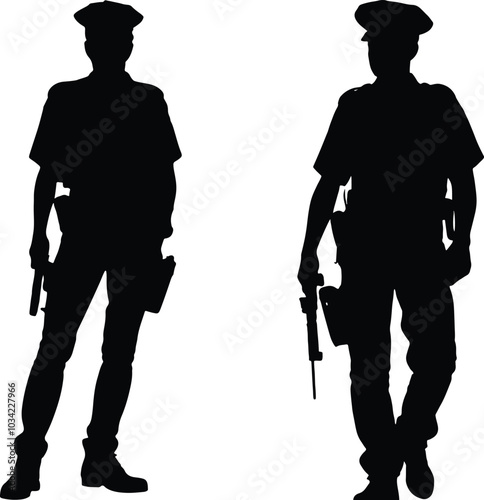 Anime Police Officer Silhouette on transparent background