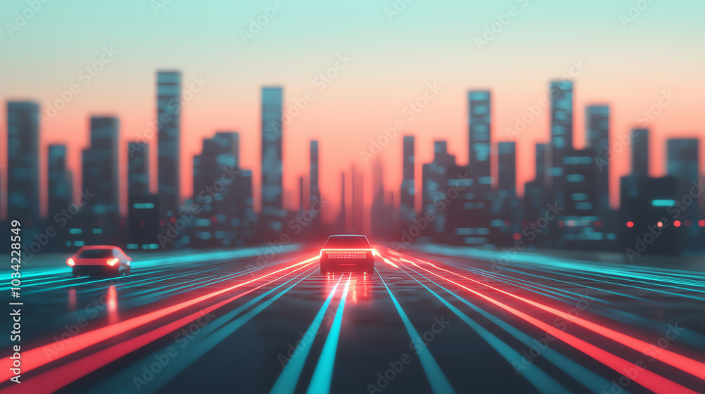 Futuristic cityscape with neon lights. Futuristic cityscape with neon lights.