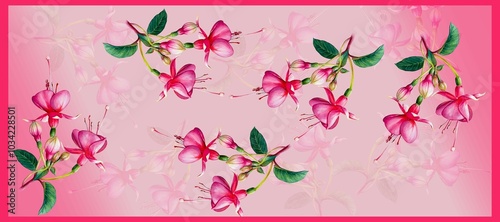 Fototapeta Naklejka Na Ścianę i Meble -  Indian Floral and Abstract Pattern Dupatta For Digital Print Women's Wear,digital print design flower digital market,digital duppta with .