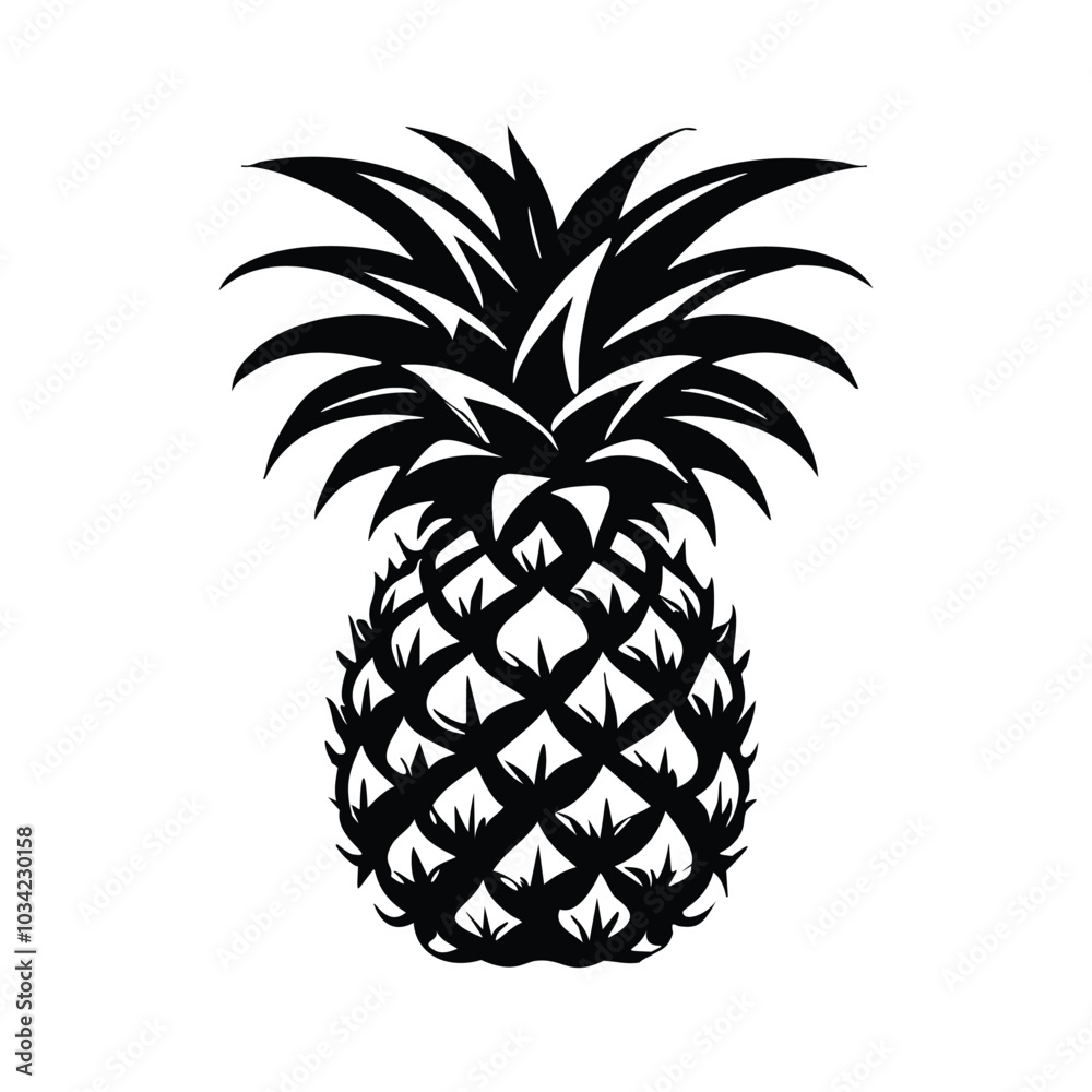 Obraz premium Elegant Pineapple Silhouette Vector Icon for Creative Projects