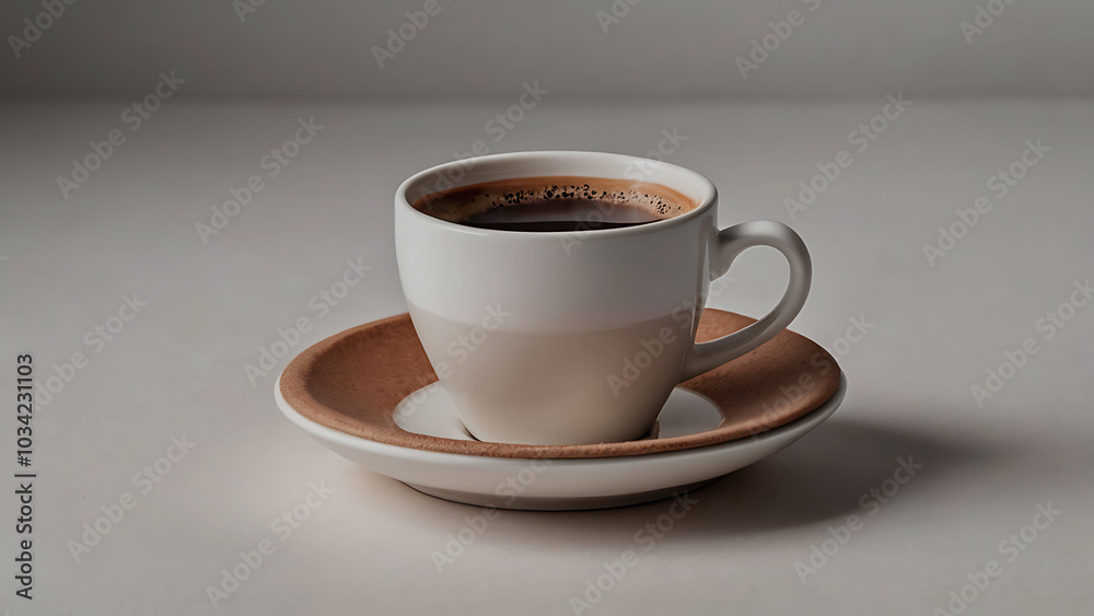 Coffee mug hot drink paper cup icon illustrated cinnamon and saucer wooden table realistic ove background Coffee mug hot drink paper cup icon illustrated cinnamon and saucer wooden table realistic ove background