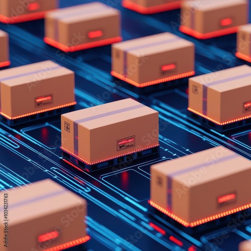 Advanced logistics warehouse blueprint with realtime data integration, IoTdriven operations photo