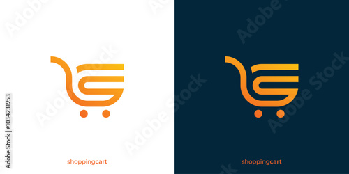 Ecommerce Logo. Shopping  Cart and Letter S C Initials with Modern Style. Online Shop Logo, Icon, Symbol, Vector, Design Inspiration.