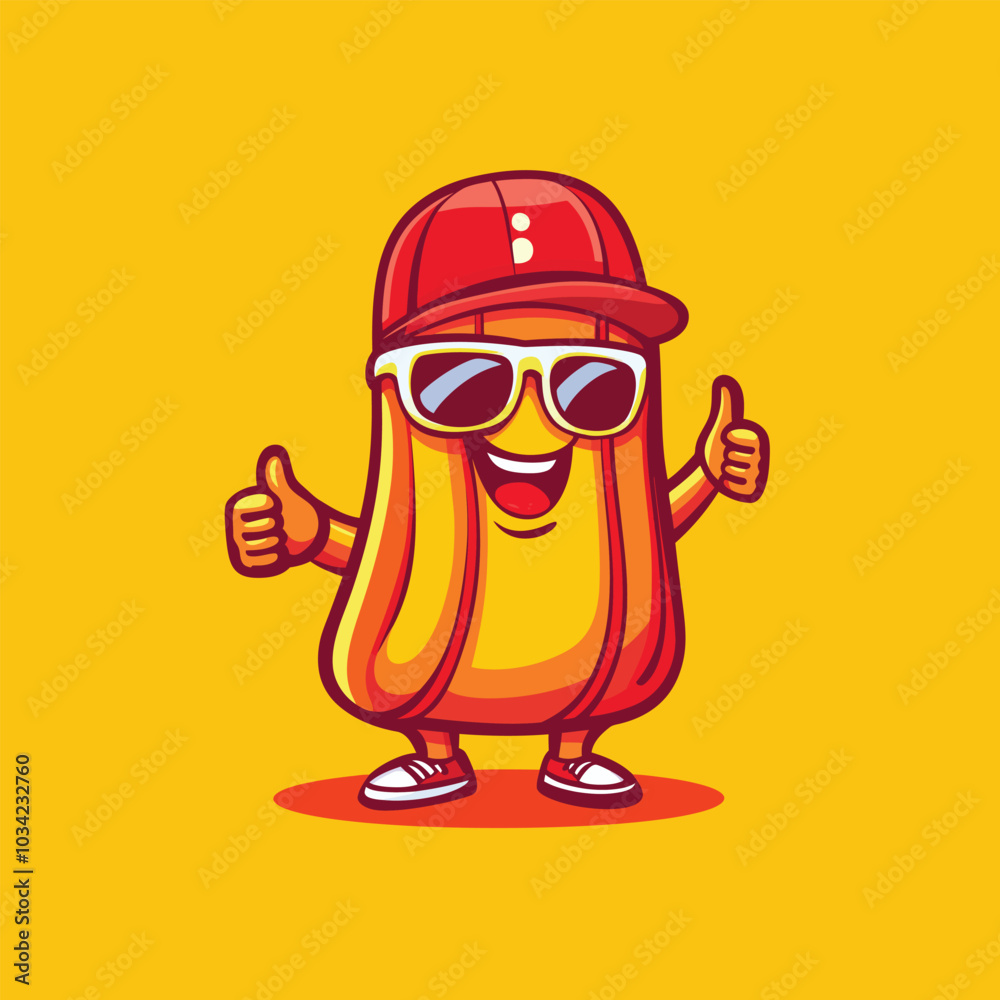 Cool Hotdog Character Icon with Glasses and Hat for Digital Use vector illusteration Cool Hotdog Character Icon with Glasses and Hat for Digital Use vector illusteration