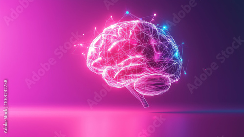 digital representation of brain, showcasing network of connections and vibrant colors, symbolizes artificial intelligence and advanced technology. glowing lines and nodes create futuristic feel
