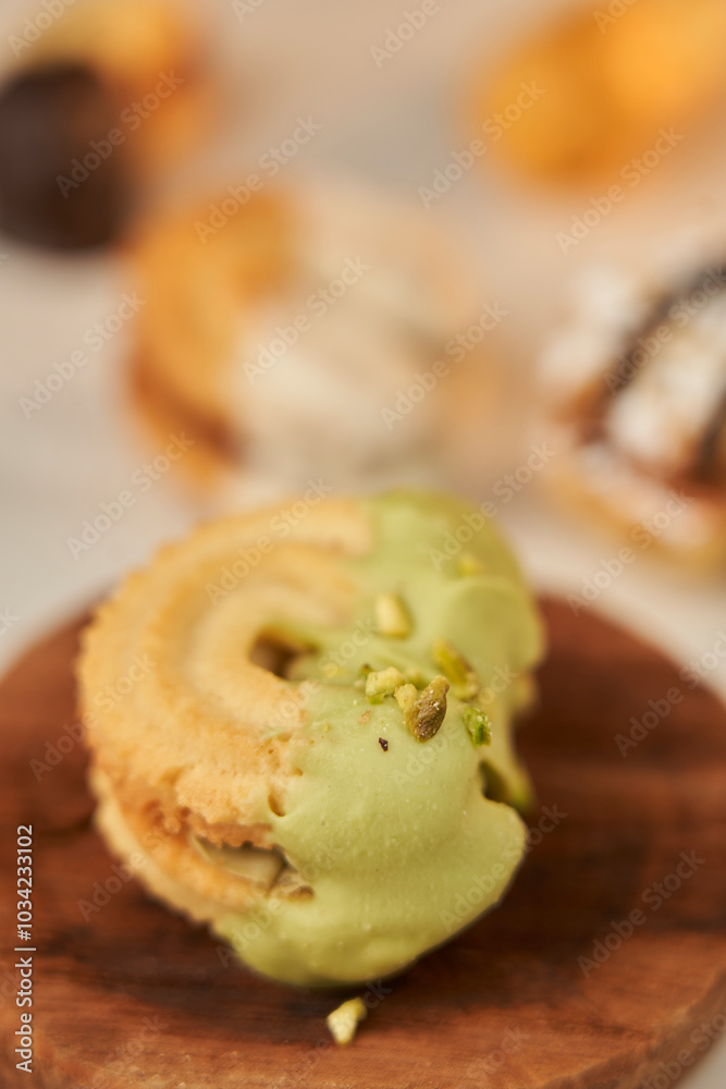 dolce al pistacchio, close-up dolce al pistacchio, close-up