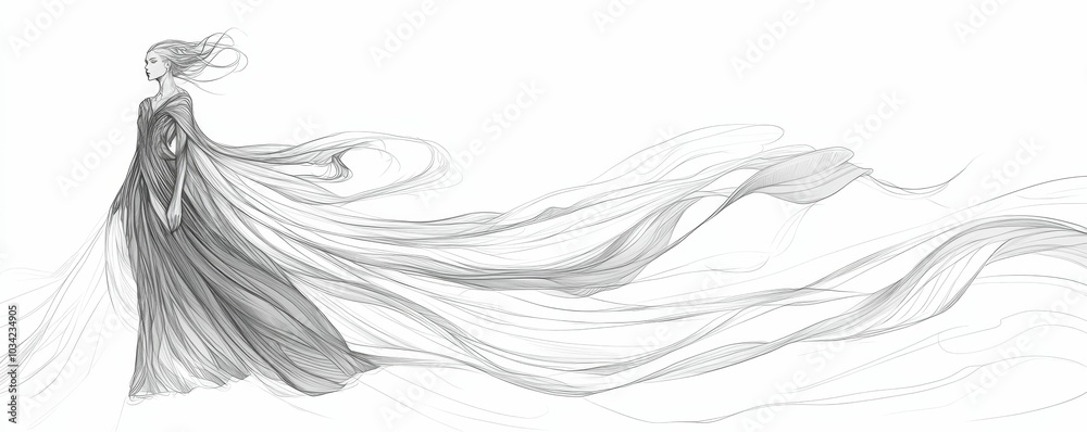 Woman with flowing dress and hair. Woman with flowing dress and hair.