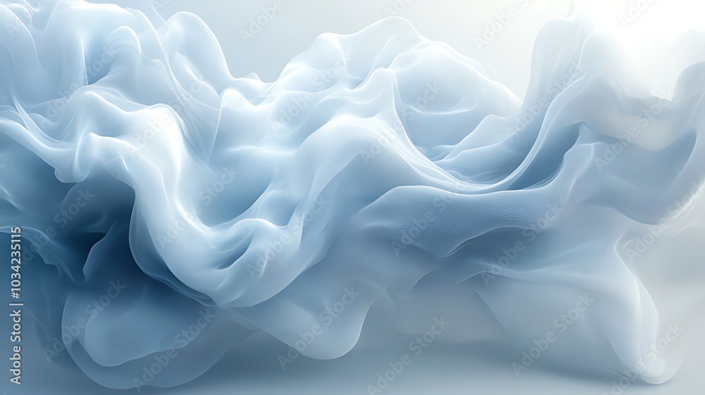 Obraz premium Abstract blue and white flowing smoke or liquid background.