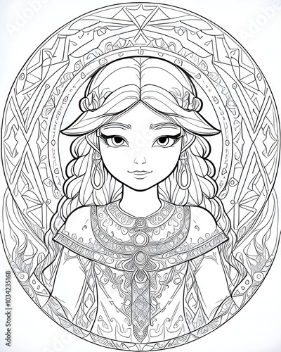 A drawing of a woman with a long haircut that says  the word princess.