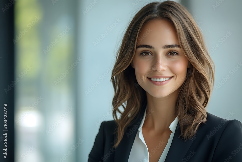 Smiling Businesswoman in Professional Attire1 Smiling Businesswoman in Professional Attire1