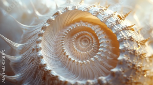 Close-up of a Seashell with a Golden Hue