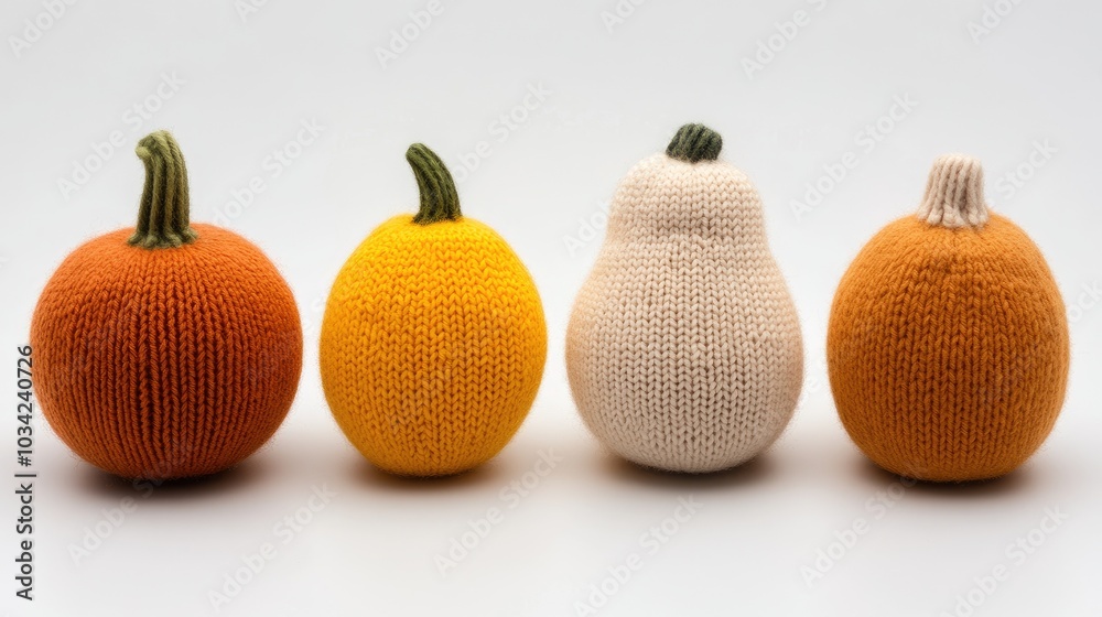 Colorful knitted pumpkins bring warmth and autumn charm to a cozy interior setting, inviting seasonal joy and creativity Colorful knitted pumpkins bring warmth and autumn charm to a cozy interior setting, inviting seasonal joy and creativity