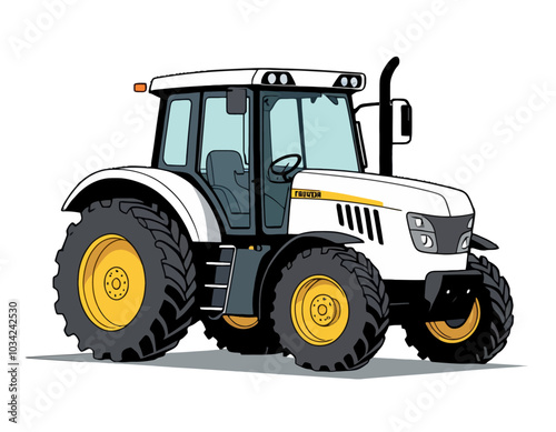 white tractor isolated on white background