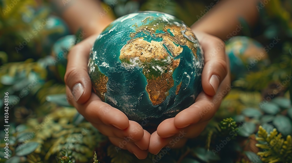 human hands embrace the planet earth, save the earth