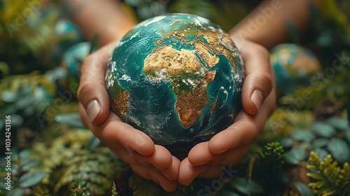 human hands embrace the planet earth, save the earth