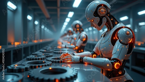 Robot Workers on Assembly Line.