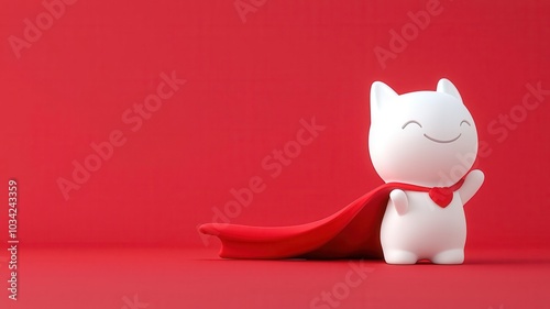 Puppy with a sarcastic smile, wearing a superhero cape, 3D illustration photo