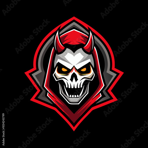 simple line skulls devil head gaming mascot logo 