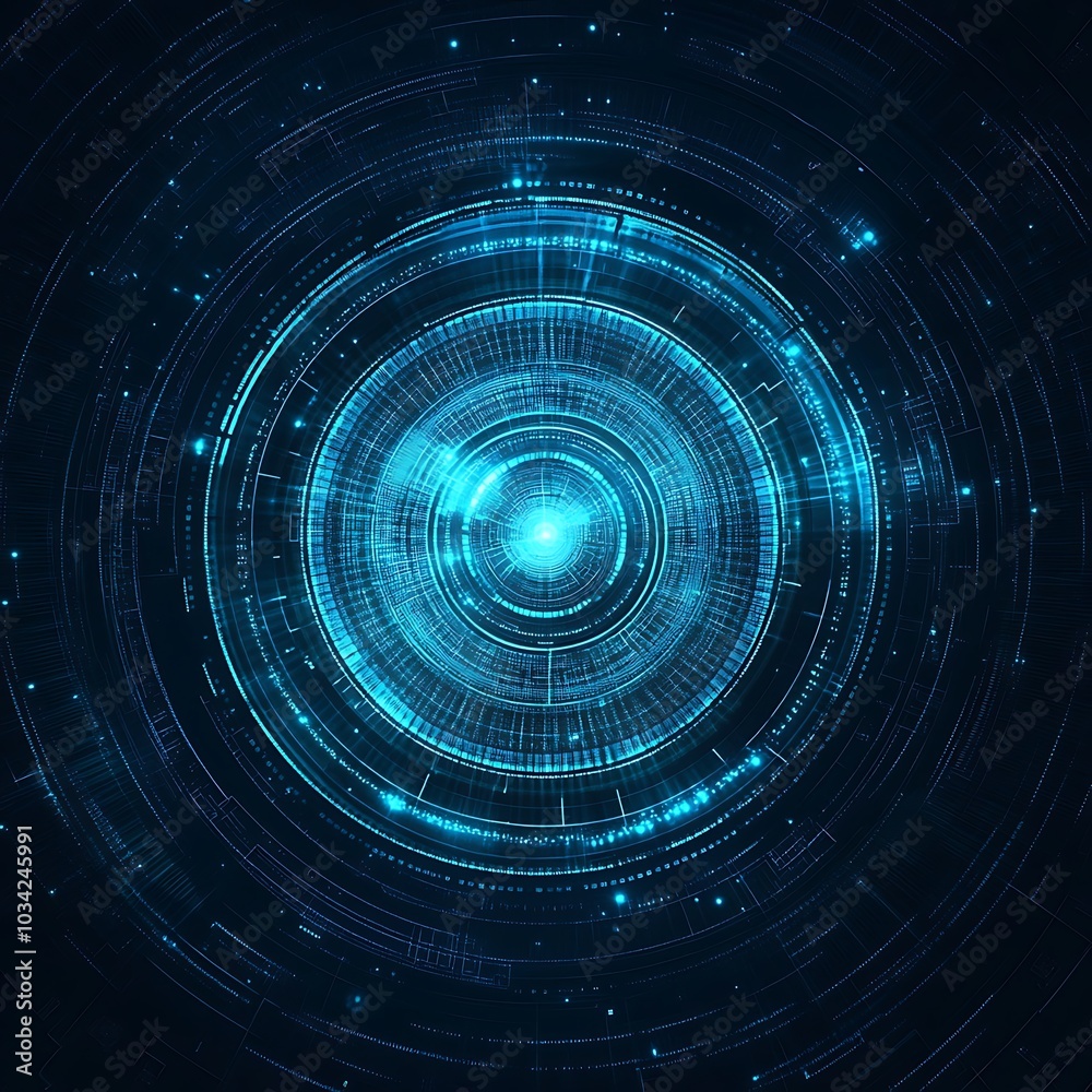 A digital abstract design featuring concentric circles and glowing elements, representing technology and data visualization. A digital abstract design featuring concentric circles and glowing elements, representing technology and data visualization.