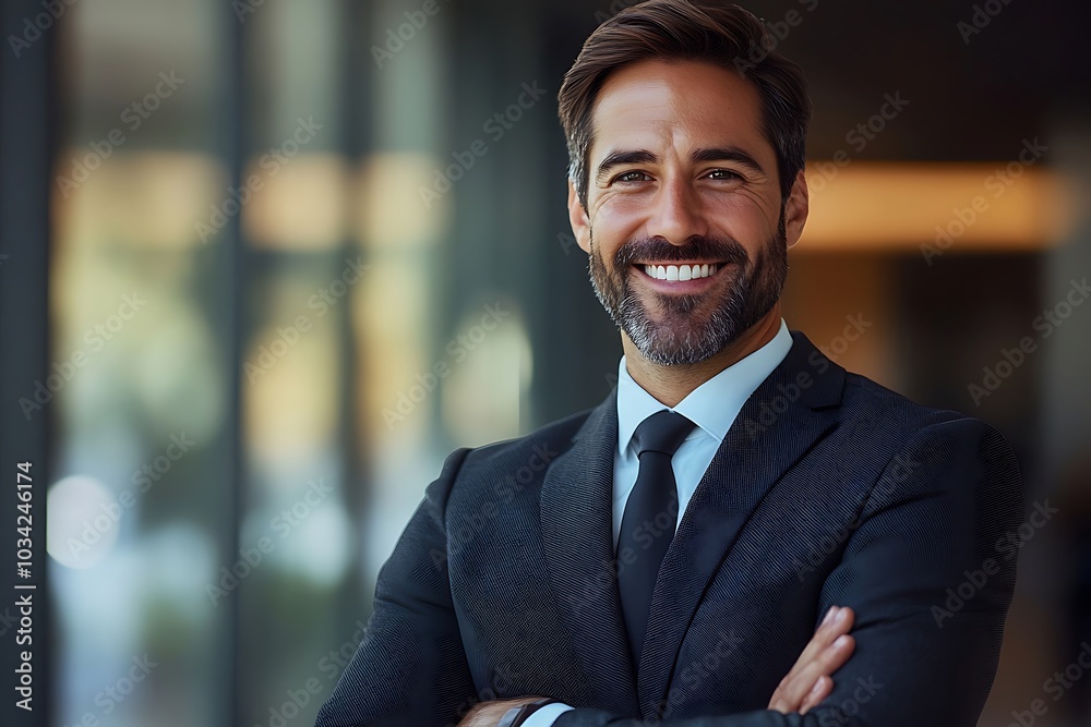 Successful Executive Portrait Confident Man Smiling in Suit Successful Executive Portrait Confident Man Smiling in Suit