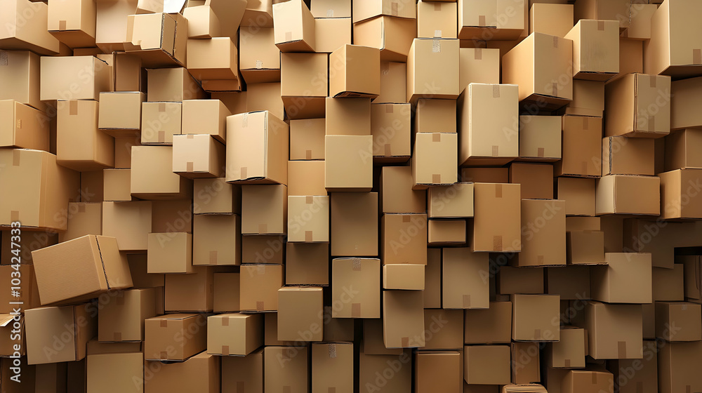 Stacked and Flattened Cardboard Boxes Prepared for Recycling in a Warehouse Environment Stacked and Flattened Cardboard Boxes Prepared for Recycling in a Warehouse Environment