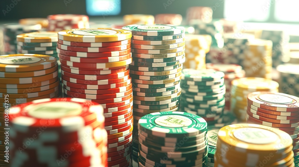 several Floating Casino Chips several Floating Casino Chips